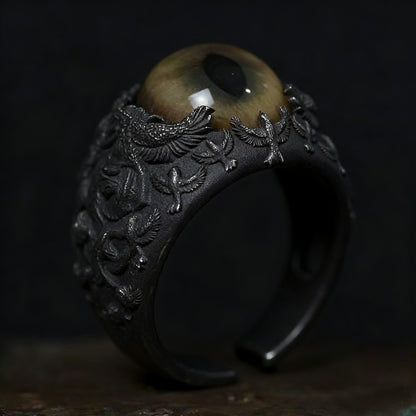 👁️Realistic Eyeball Ring - Adjustable Gothic Punk🦇 Statement Jewelry✨Handmade