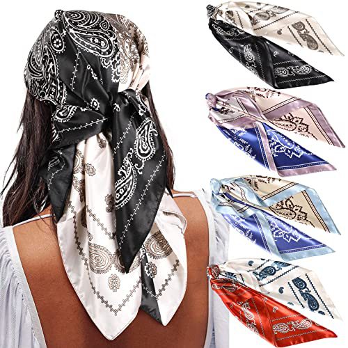 ✨ 4-Piece Premium Satin Square Head Scarf Set (35" x 35") 🧣