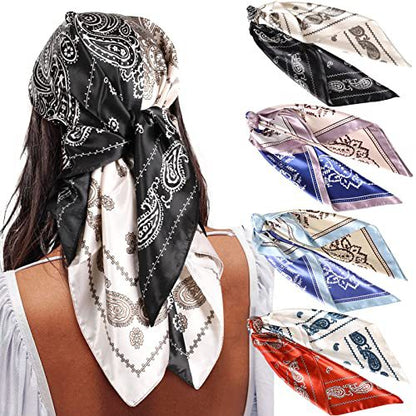 ✨ 4-Piece Premium Satin Square Head Scarf Set (35" x 35") 🧣
