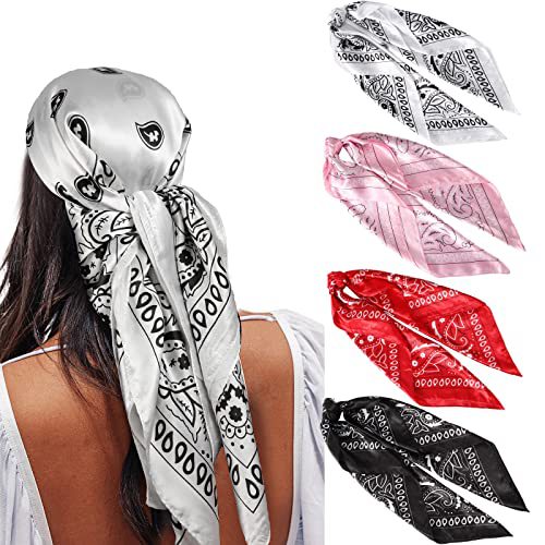 ✨ 4-Piece Premium Satin Square Head Scarf Set (35" x 35") 🧣