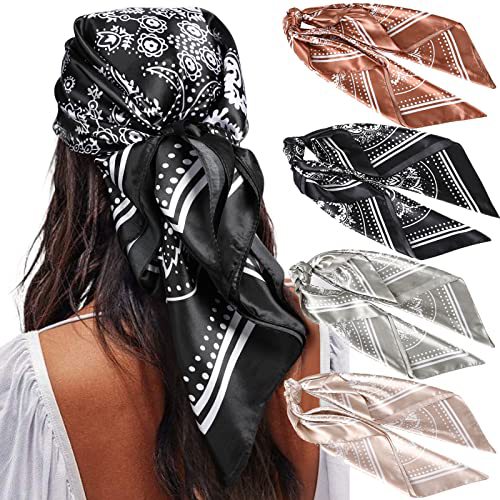 ✨ 4-Piece Premium Satin Square Head Scarf Set (35" x 35") 🧣
