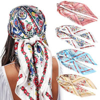 Tropical Palm Silk Hair Scarf Set