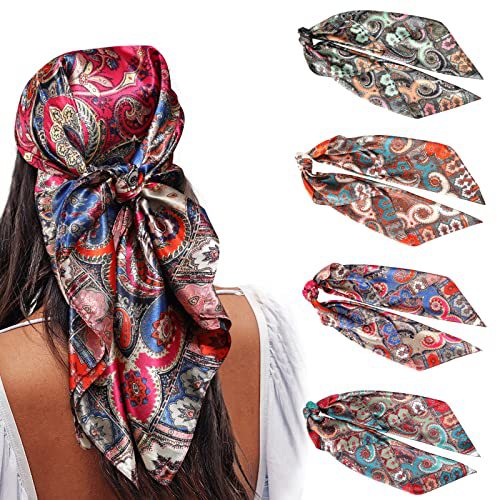 ✨ 4-Piece Premium Satin Square Head Scarf Set (35" x 35") 🧣
