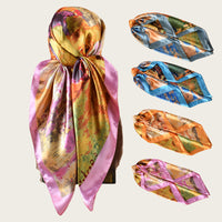 Vintage Blue Porcelain Silk Scarf Set