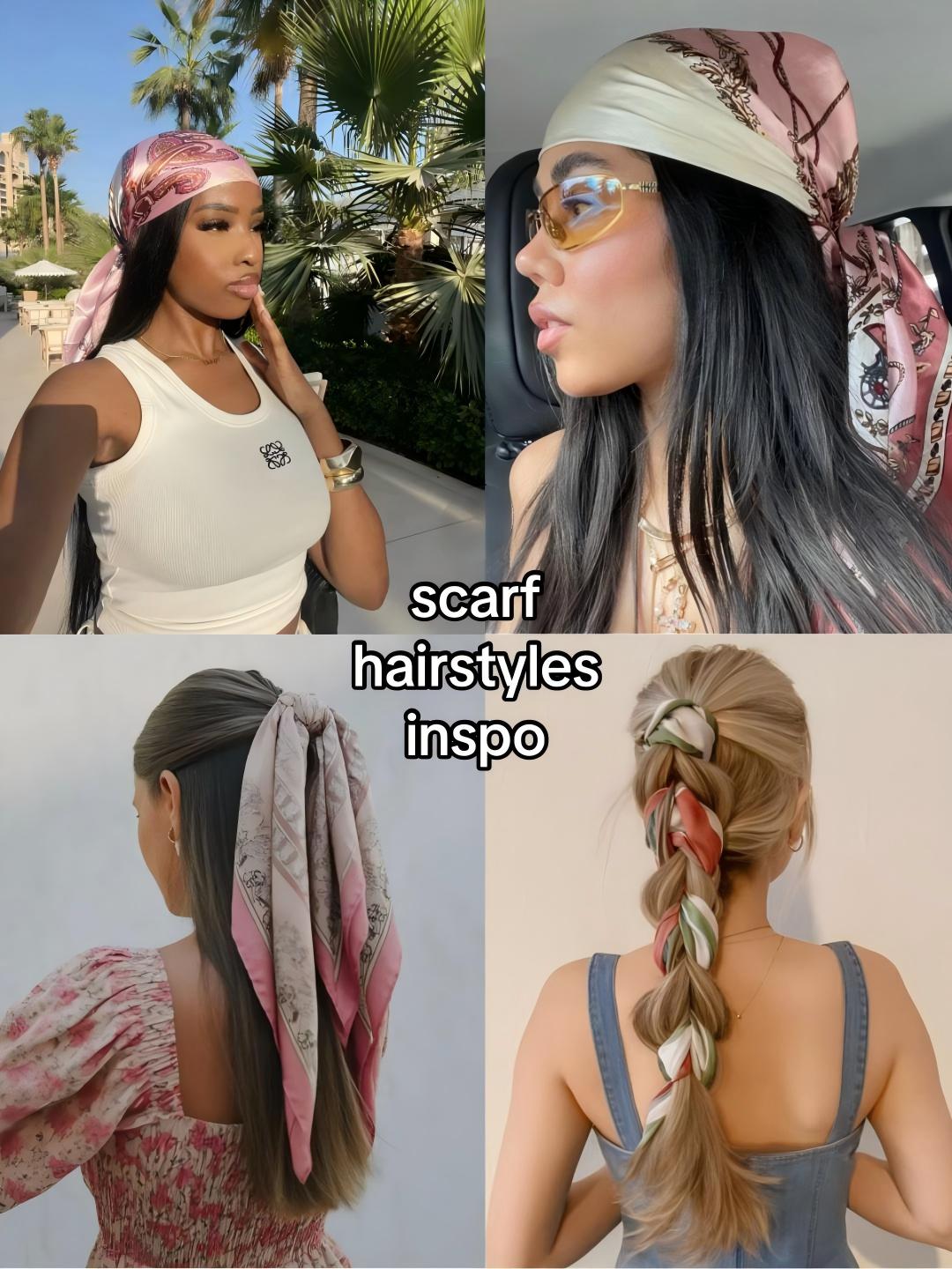 ✨ 4-Piece Premium Satin Square Head Scarf Set (35" x 35") 🧣