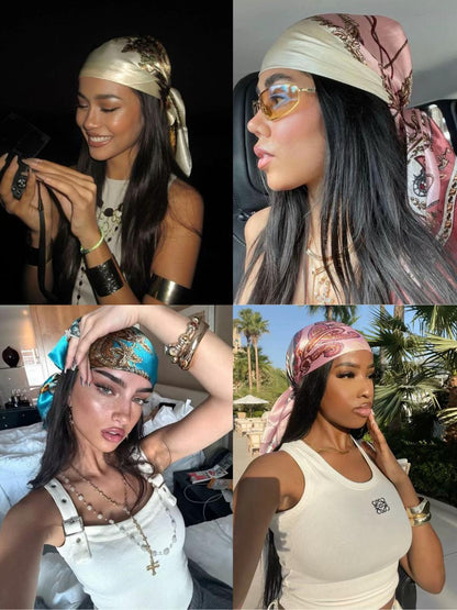 ✨ 4-Piece Premium Satin Square Head Scarf Set (35" x 35") 🧣