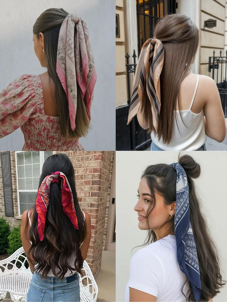✨ 4-Piece Premium Satin Square Head Scarf Set (35" x 35") 🧣
