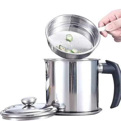 🍳Premium Stainless Steel Oil Strainer & Container Pot | Eco-Kitchen🔄