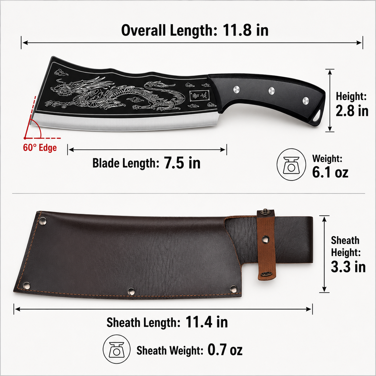 [Black Dragon] Hand-Carved Dragon Bone Cleaver 🐉