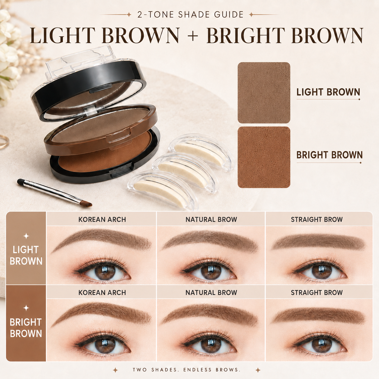 2-in-1 Dual Color Eyebrow Stamp Powder✨