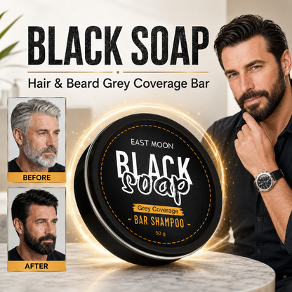 ✨ Black Soap Hair & Beard Grey Coverage Shampoo Bar