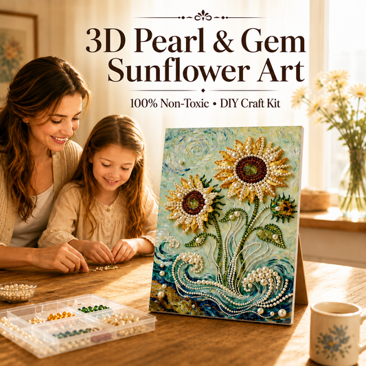 ✨ 3D Pearl & Gem Sunflower DIY Painting Kit