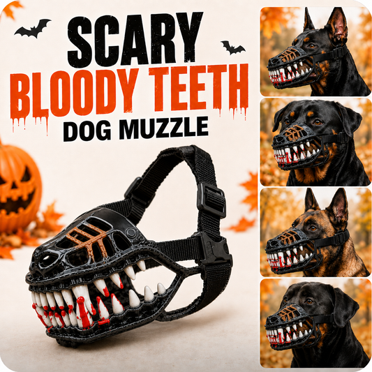 🐺 Halloween Werewolf Dog Muzzle with Bloody Fangs