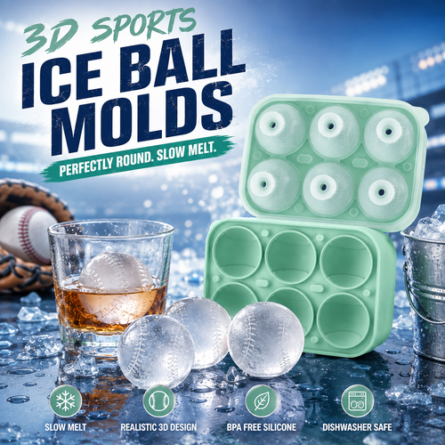 🍹 Cool Your Drinks! 3D Sports Ball Ice Mold