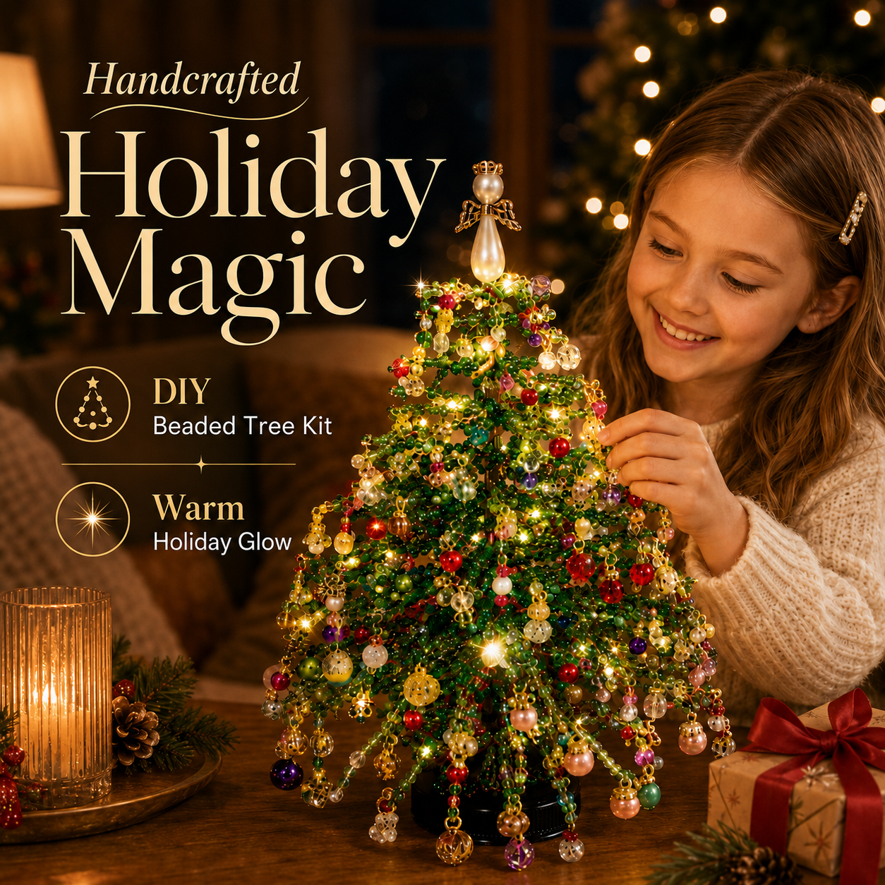🎄 Handcrafted Beaded Christmas Tree Decor