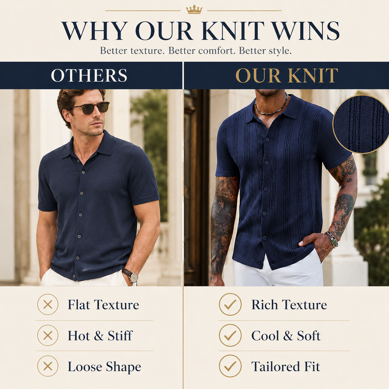 🧶 Textured Knit Polo | Effortless Everyday Style