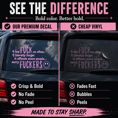 [5-Pack] 😈 Funny Pink Vinyl Car Decals - Sarcastic Quote Bumper Stickers