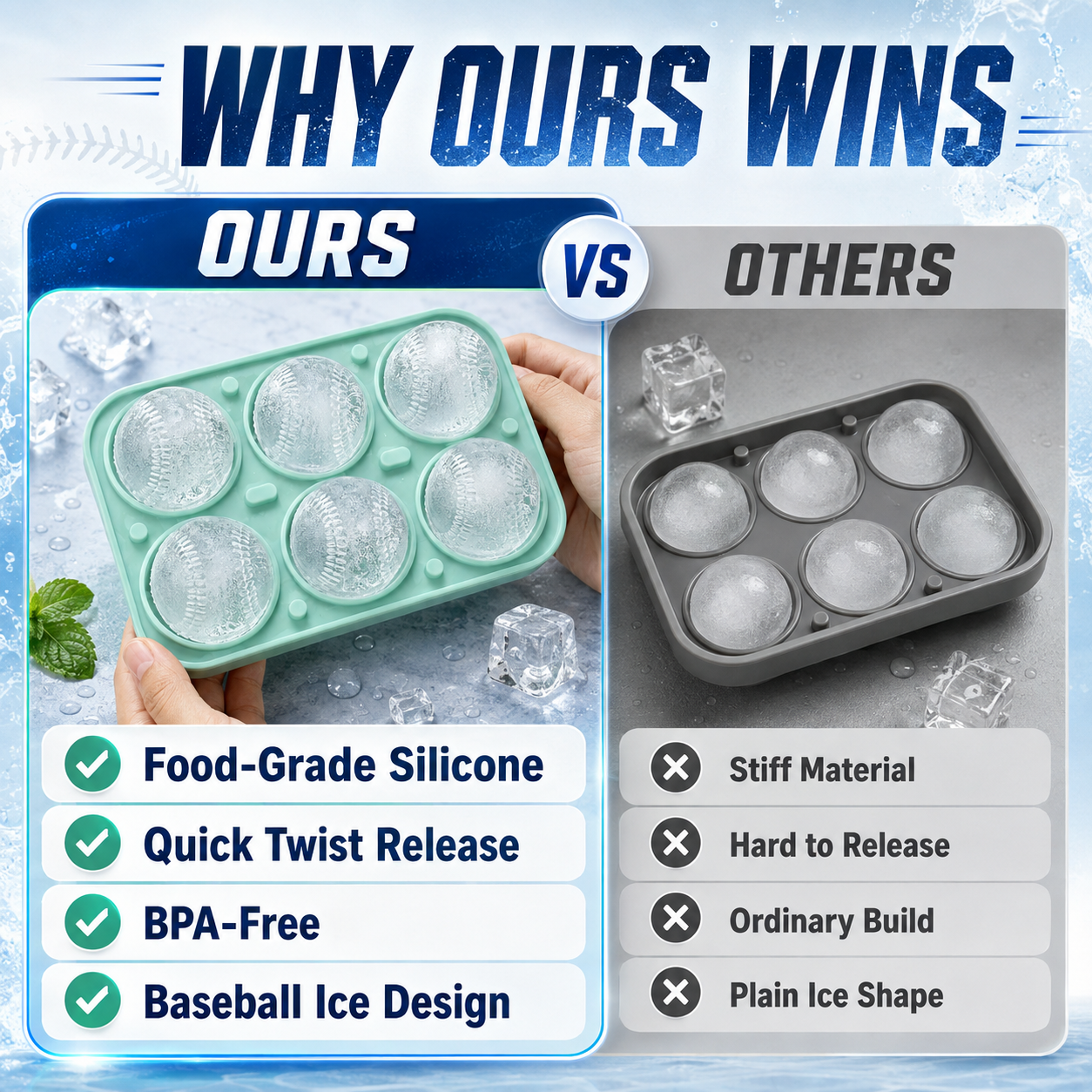 🍹 Cool Your Drinks! 3D Sports Ball Ice Mold