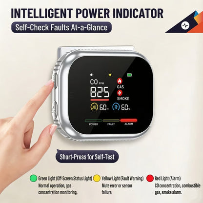 🚨 Smart 6-in-1 Gas Detector – CO Smoke & Gas Leak Alarm With LCD Display