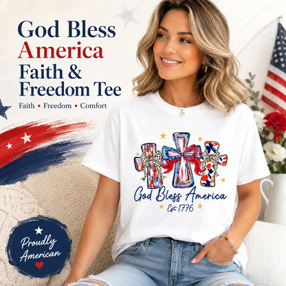 Vintage Washed "God Bless America" Faith & Freedom Tee