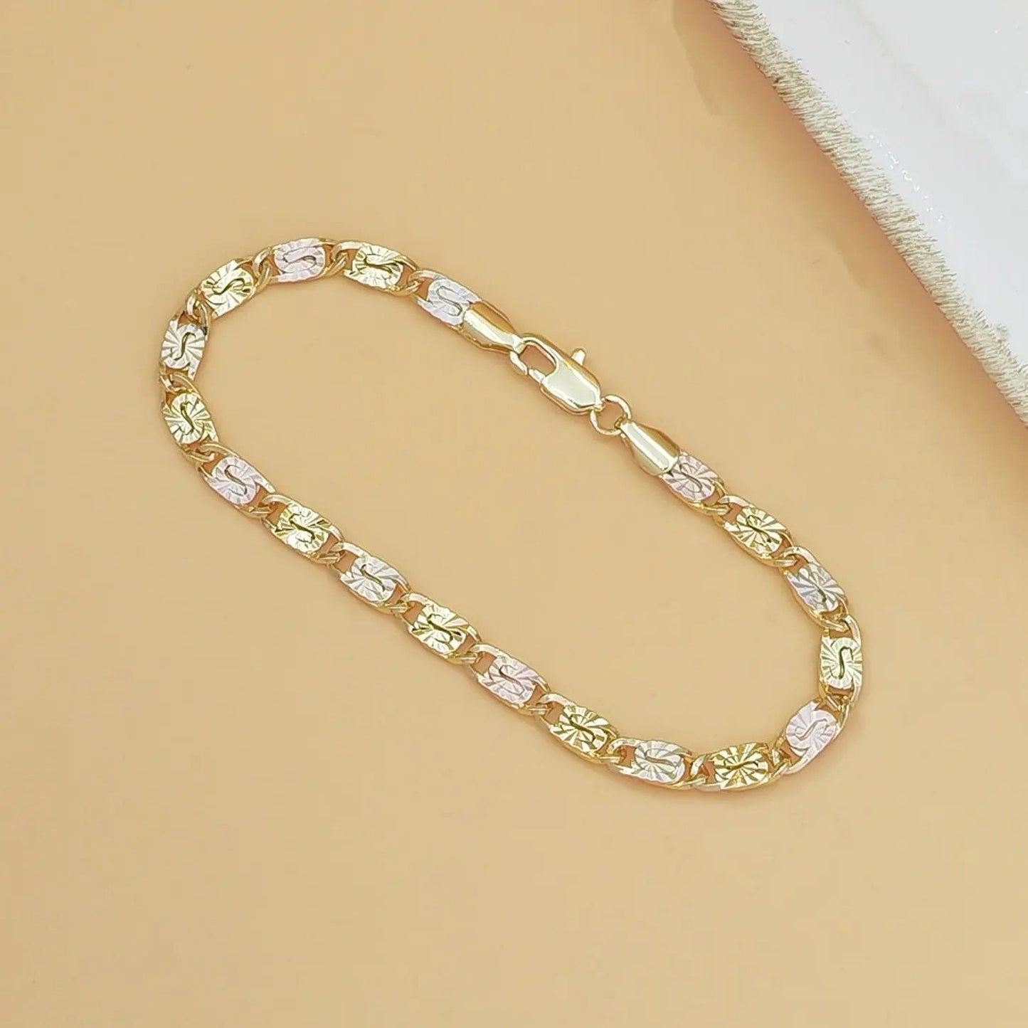 Tri-Color Mariner Link Bracelet for Women
