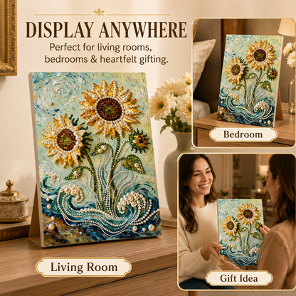 ✨ 3D Pearl & Gem Sunflower DIY Painting Kit
