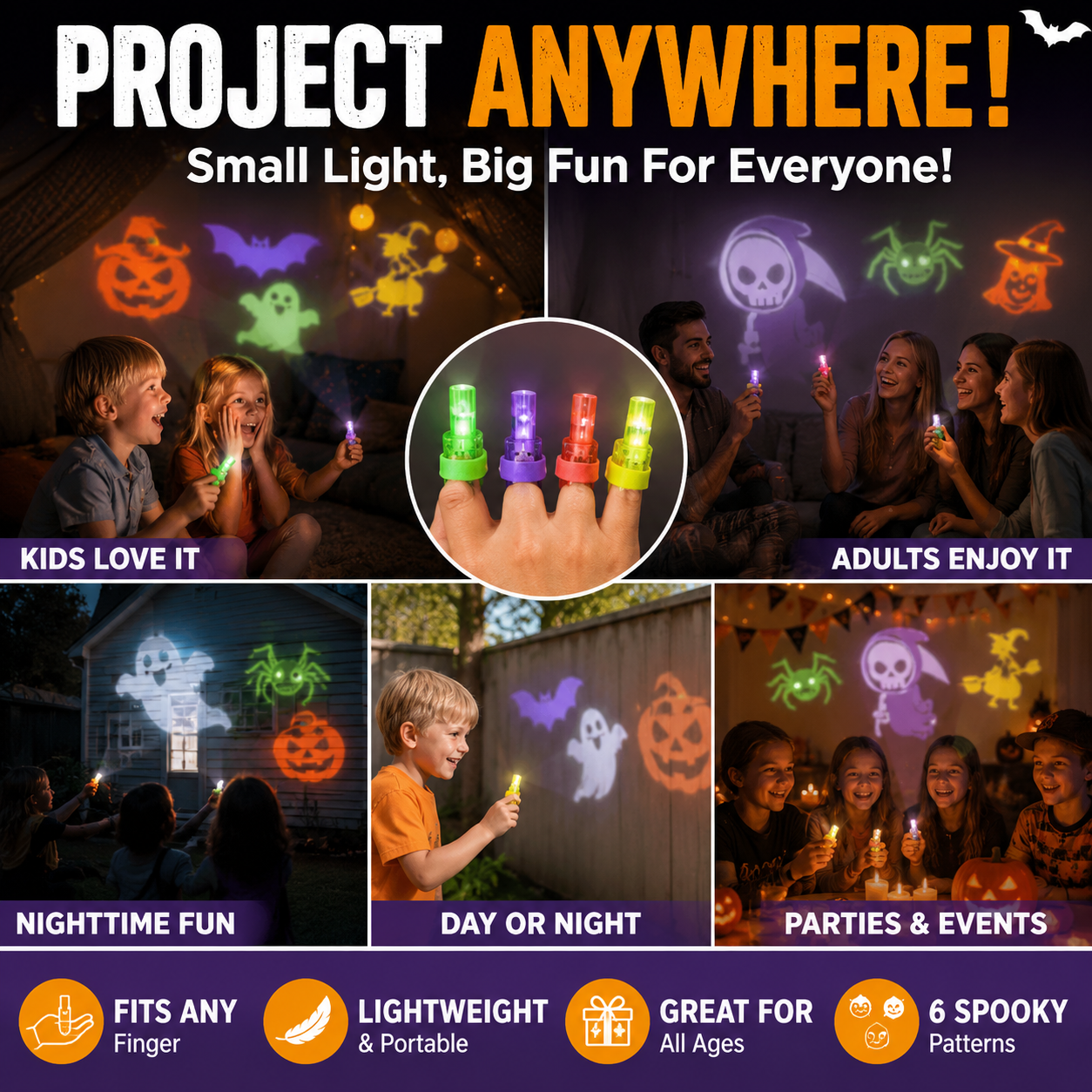 🎃 Spooky Pattern Finger Projector Lights (Set)