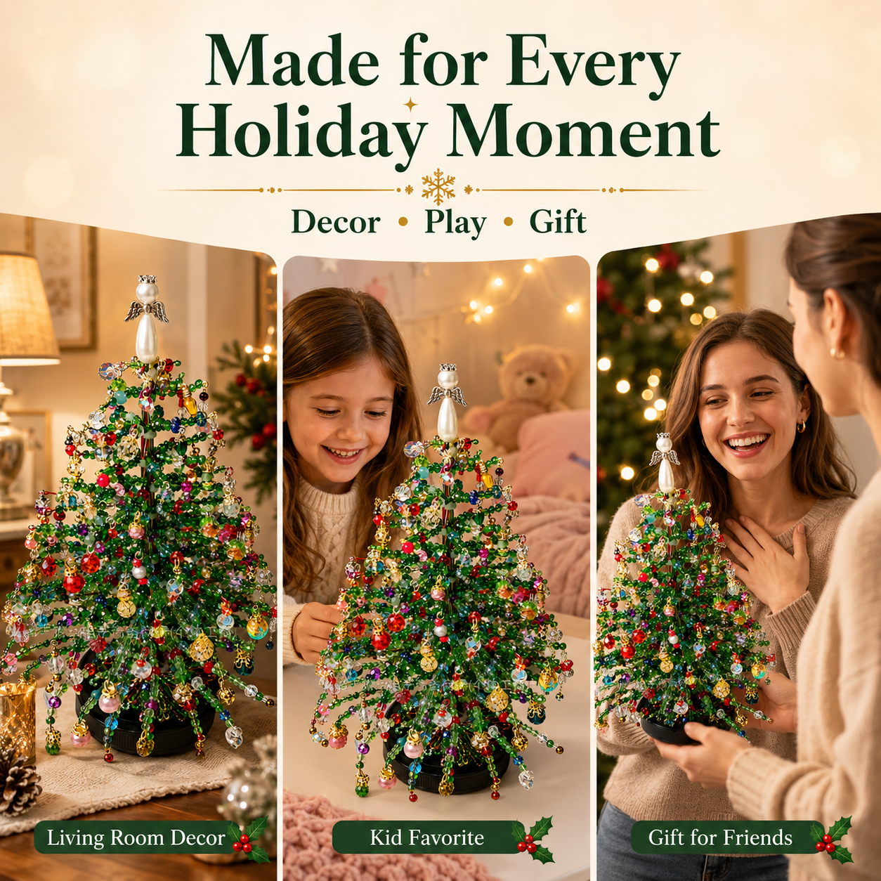 🎄 Handcrafted Beaded Christmas Tree Decor