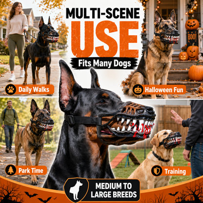 🐺 Halloween Werewolf Dog Muzzle with Bloody Fangs