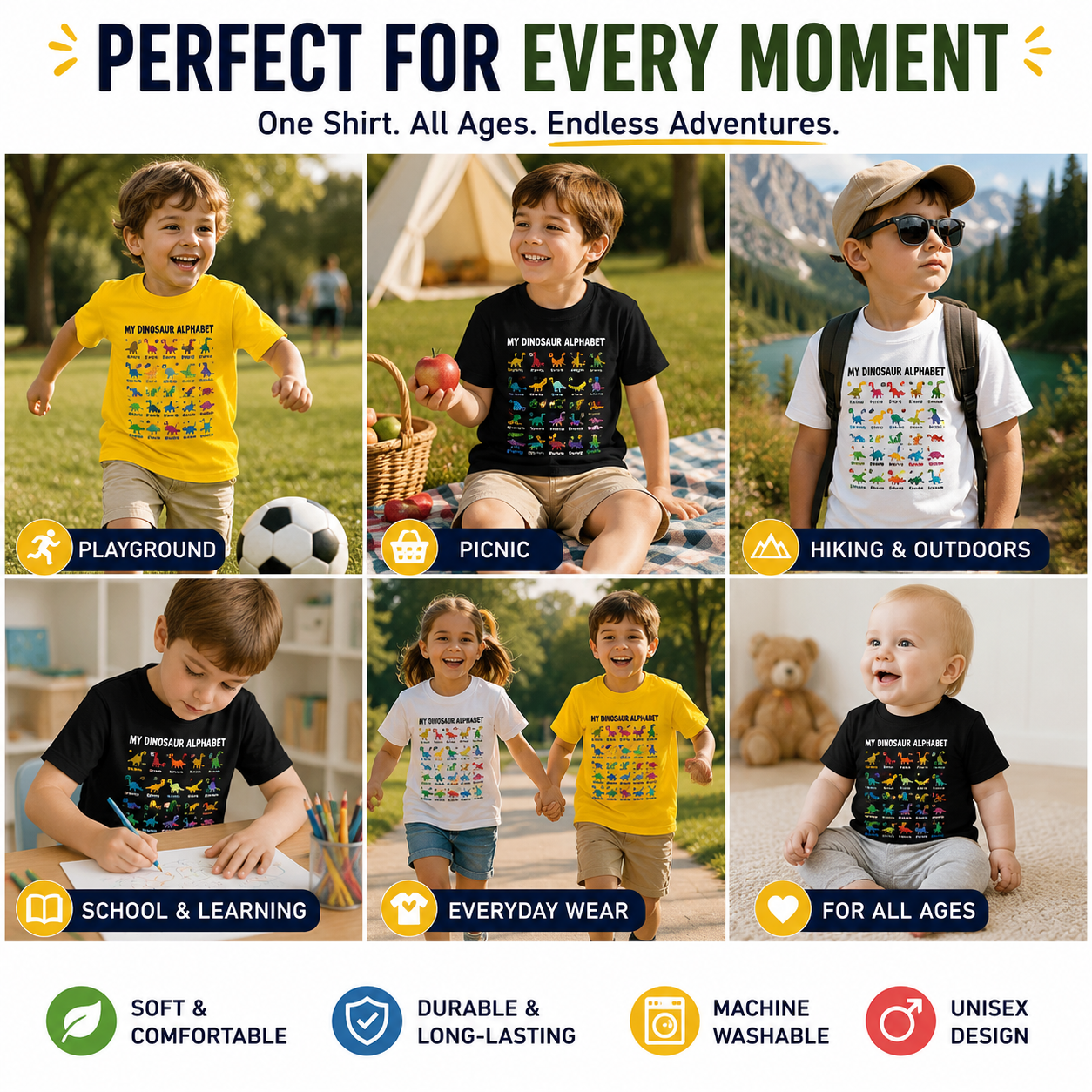 🦖The ABC Dino Tee: Spark Your Little Explorer’s Curiosity & Early Learning!