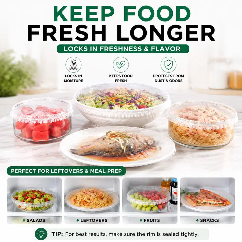 🥗100PCS Stretch Bowl Covers – Freshness Sealed, Waste Reduced