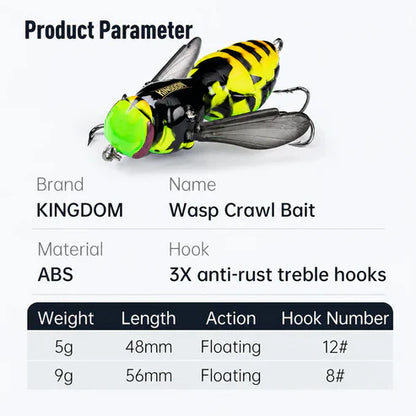 🔥💥 The Realest Sting: Bionic Wasp Topwater Lure [Must-Have] 🎣-Elite