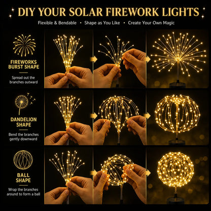 🎇Solar-powered string lights for fireworks can be DIY-ed into any shape-200 LEDs