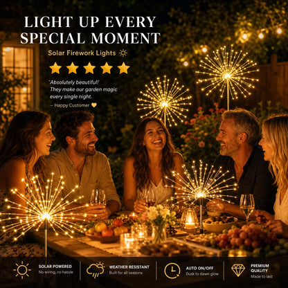 🎇Solar-powered string lights for fireworks can be DIY-ed into any shape-200 LEDs