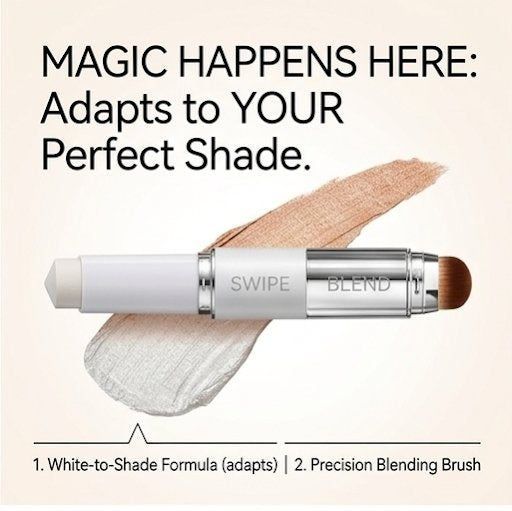 ♀️2-in-1 Color Changing Foundation Stick with Brush 💧 Collagen Infused🤎