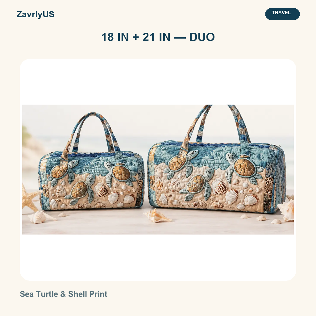 Quilted Sea Turtle Travel Bag